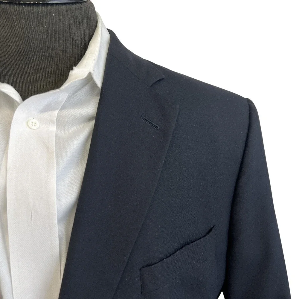 Brooks Brothers Blazer Mens 45R Black Wool 1818 Madison Loro Piana Gold‎ Buttons